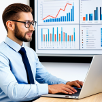 **

A professional career consultant, fully clothed in a modest business attire, using a CRM system on a modern laptop in a bright, minimalist office. Focus on the consultant's face displaying intelligence and empathy. Background includes a whiteboard with data analysis charts. Safe for work, appropriate content, perfect anatomy, natural pose, high quality, professional photography.

**