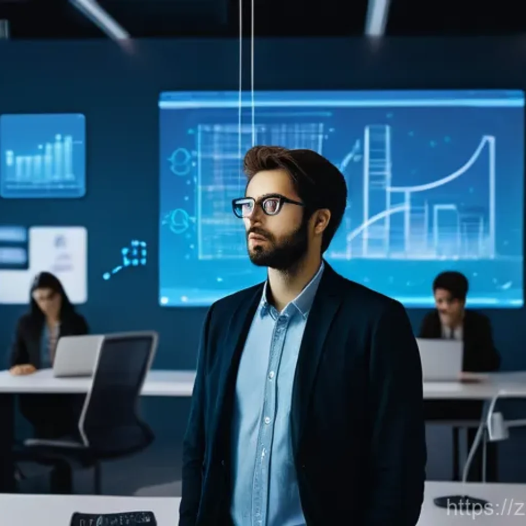 직업상담사 현업 사례 분석 - **Prompt:** A dynamic scene depicting the initial anxiety of a professional in the AI era transition...