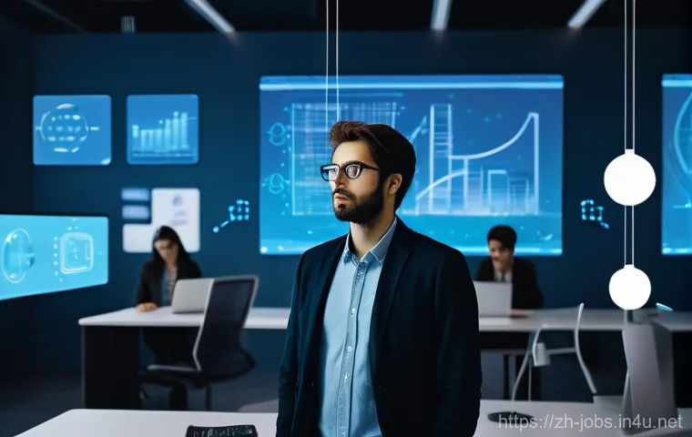 직업상담사 현업 사례 분석 - **Prompt:** A dynamic scene depicting the initial anxiety of a professional in the AI era transition...