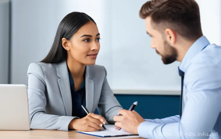 직업상담사 진로 분석 사례 - **Prompt: "Two professionals, one a career consultant in a sharp suit and the other a client in busi... 직업상담사 진로 분석 사례 - **Prompt: "Two professionals, one a career consultant in a sharp suit and the other a client in busi...