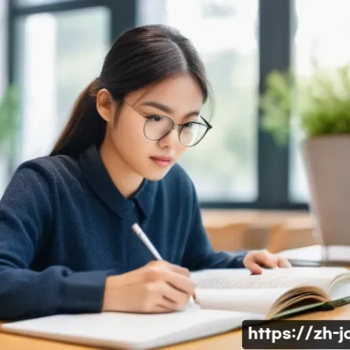 직업상담사 합격률 분석 - **Prompt:** A focused and determined female student (adult) in her late 20s, wearing smart casual cl...