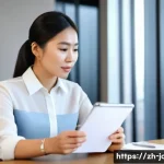직업상담사와 면접 피드백 사례 - A professional young Asian woman in modern business attire, confidently practicing a job interview i...
