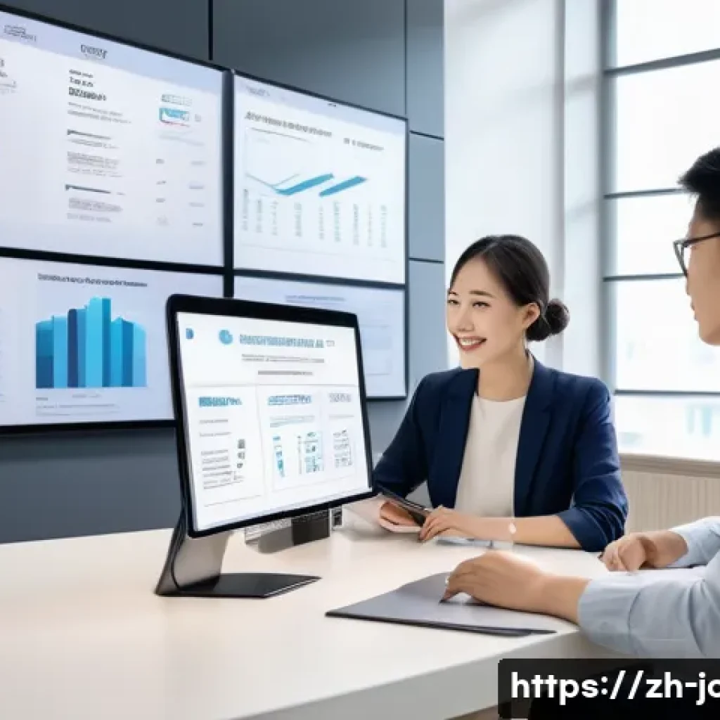 직업상담사와 정부 정책 사례 연구 - A modern career counseling office scene featuring a professional career consultant attentively guidi...