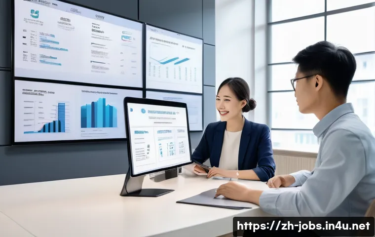 직업상담사와 정부 정책 사례 연구 - A modern career counseling office scene featuring a professional career consultant attentively guidi...