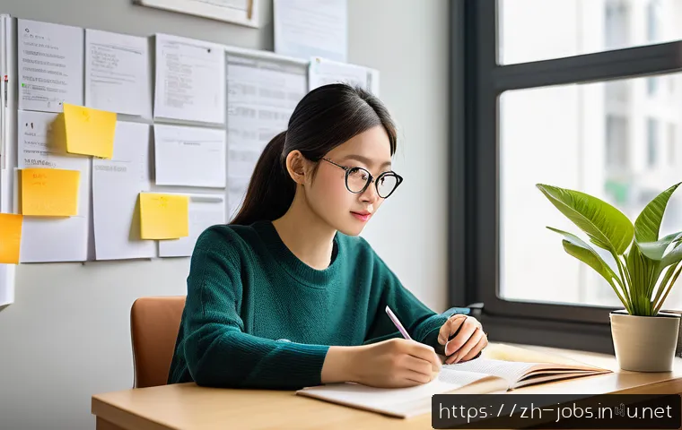 직업상담사 자격증 공부 스케줄 - A modern study desk setup in a bright, organized room with a young Chinese professional reviewing ca...