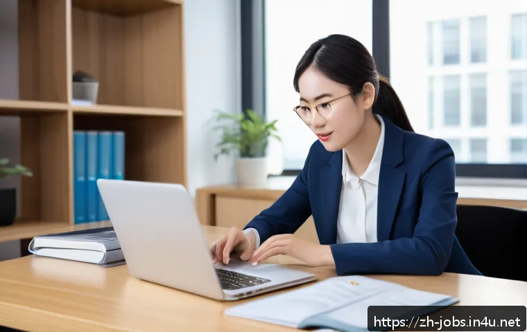 직업상담사 상담 매뉴얼 작성법 - A professional career counselor sitting at a modern office desk with a laptop and career assessment ...
